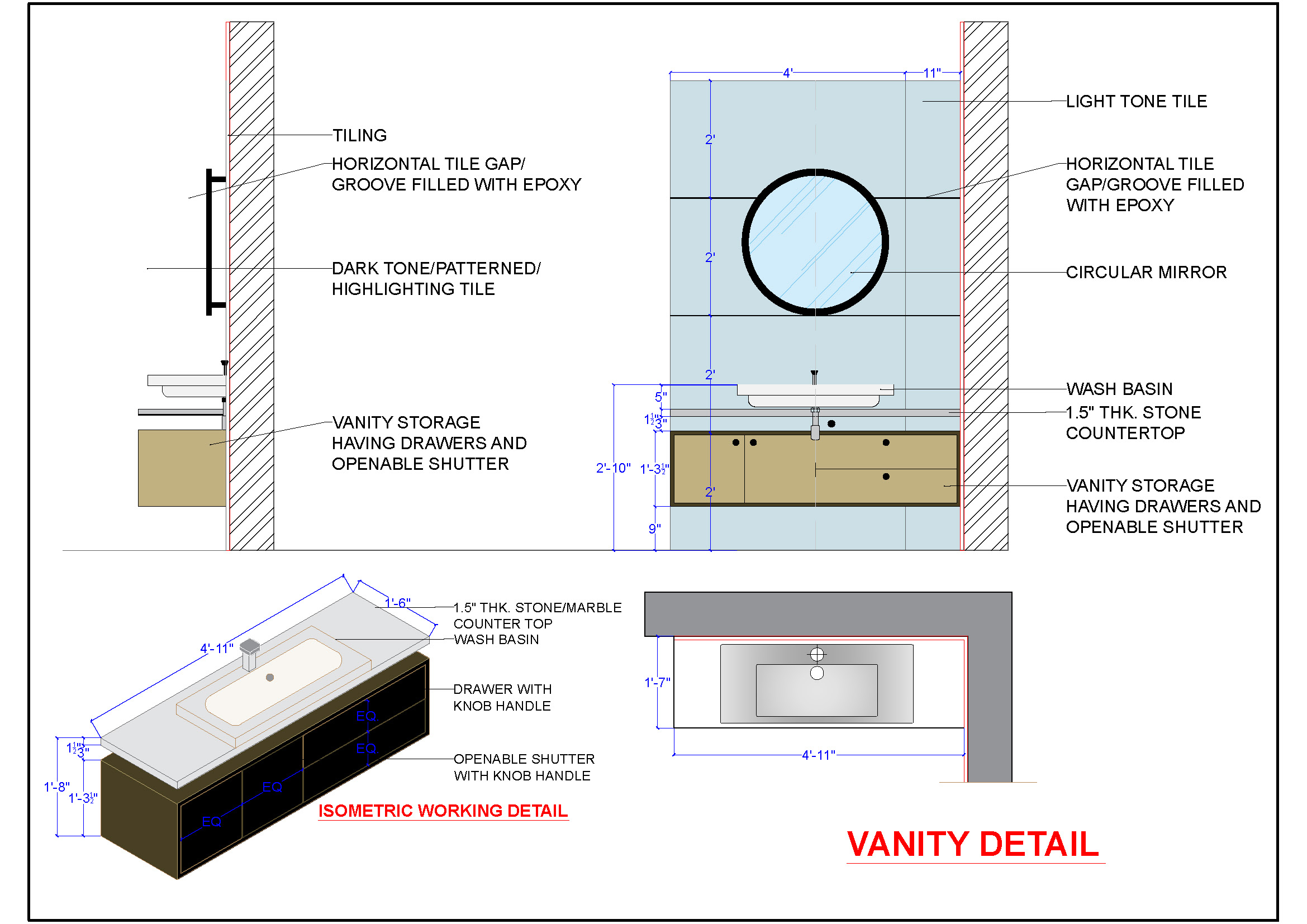 Luxury Bathroom Vanity DWG Details Professional Designs